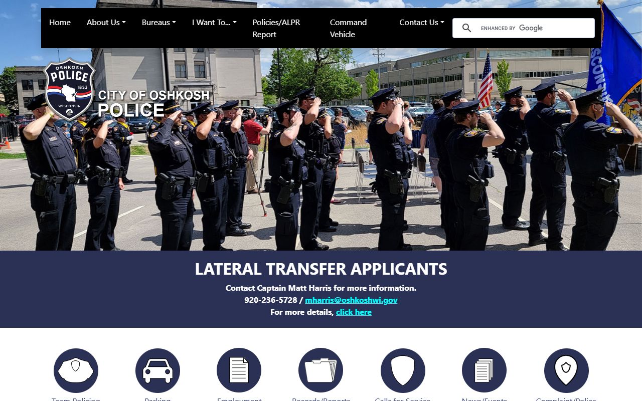 Oshkosh Police Department warrant records page