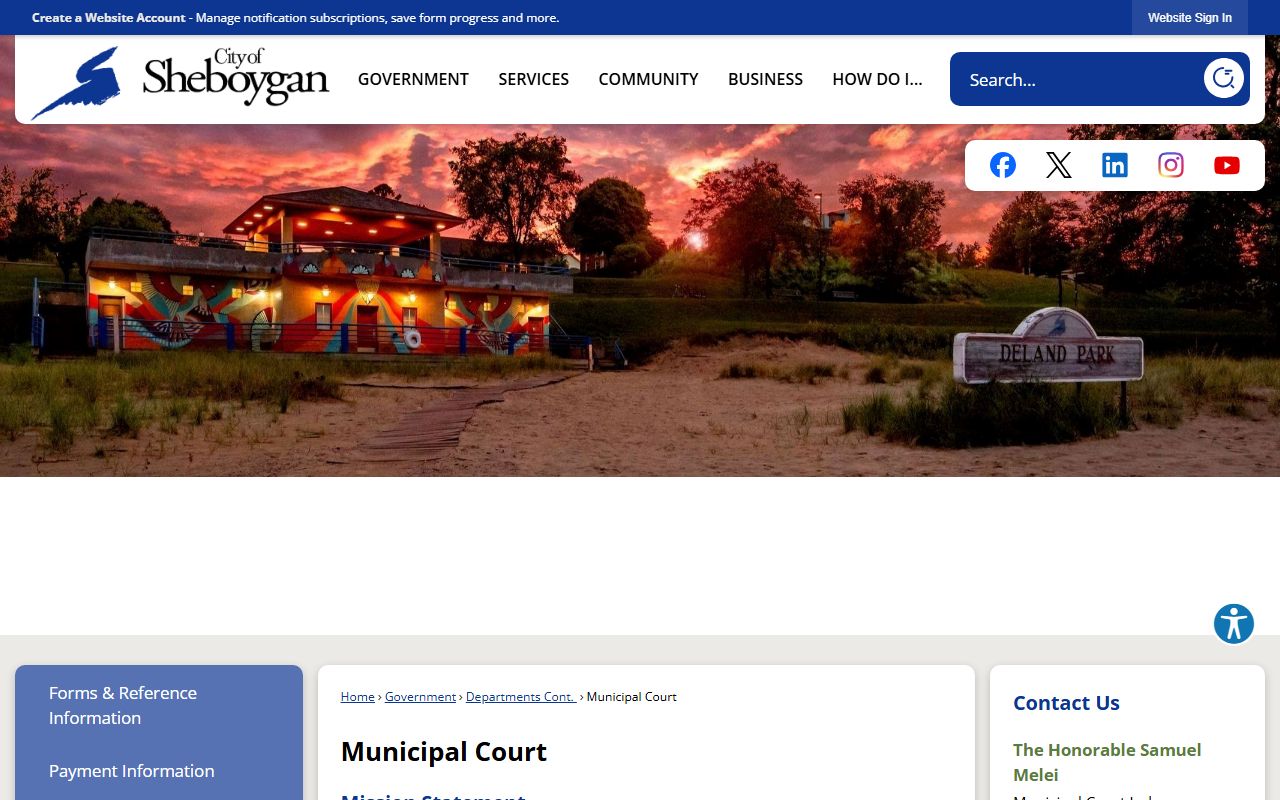 Sheboygan Municipal Court warrant records page