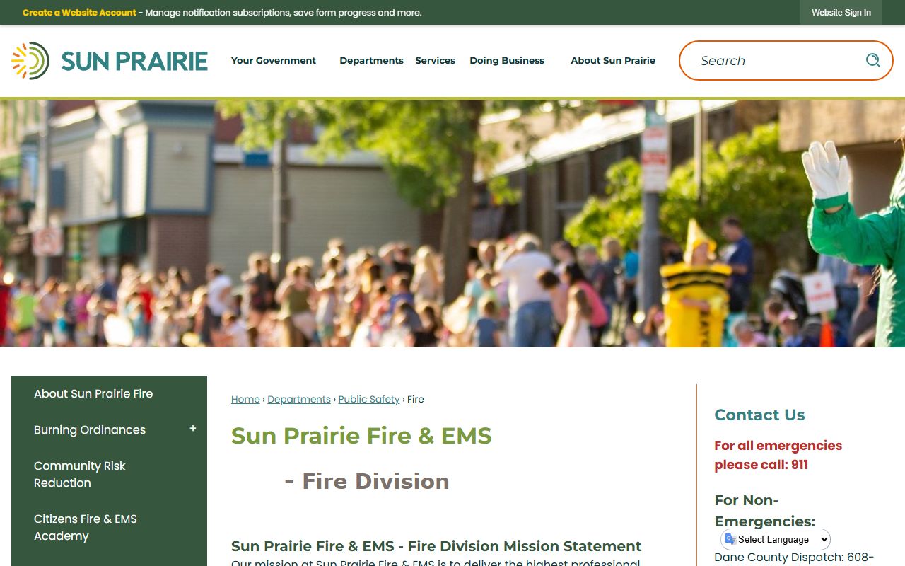 Sun Prairie Police Department page for Sun Prairie Warrant Records