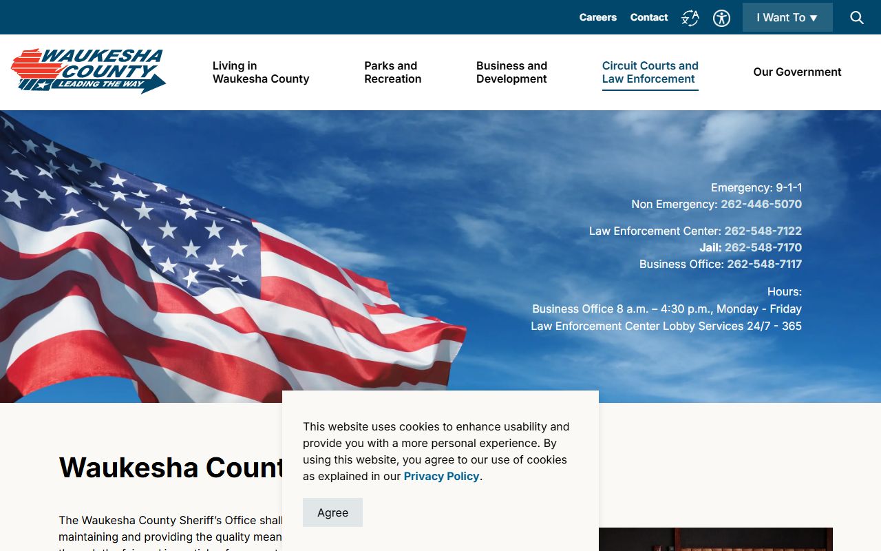 Waukesha County sheriff page for warrant records