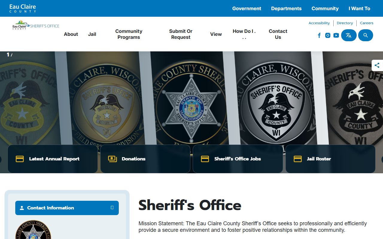 Eau Claire County Warrant Records sheriff page