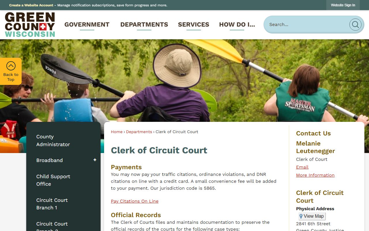 Green County clerk of circuit court warrant records page