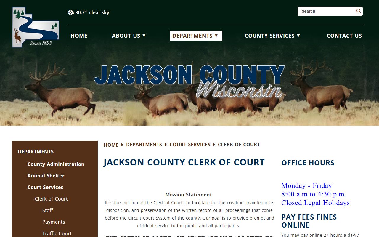 Jackson County Warrant Records clerk of court page