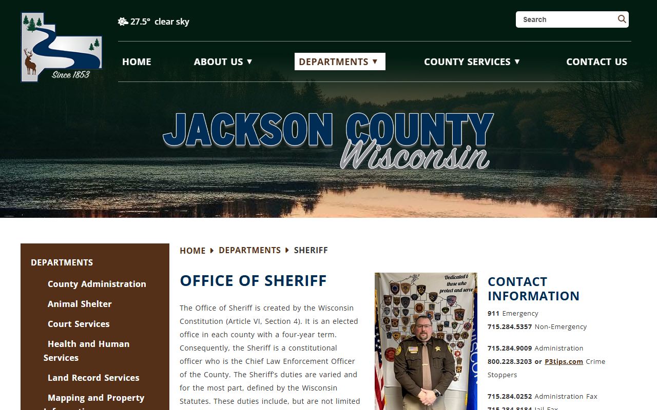 Jackson County Warrant Records sheriff page