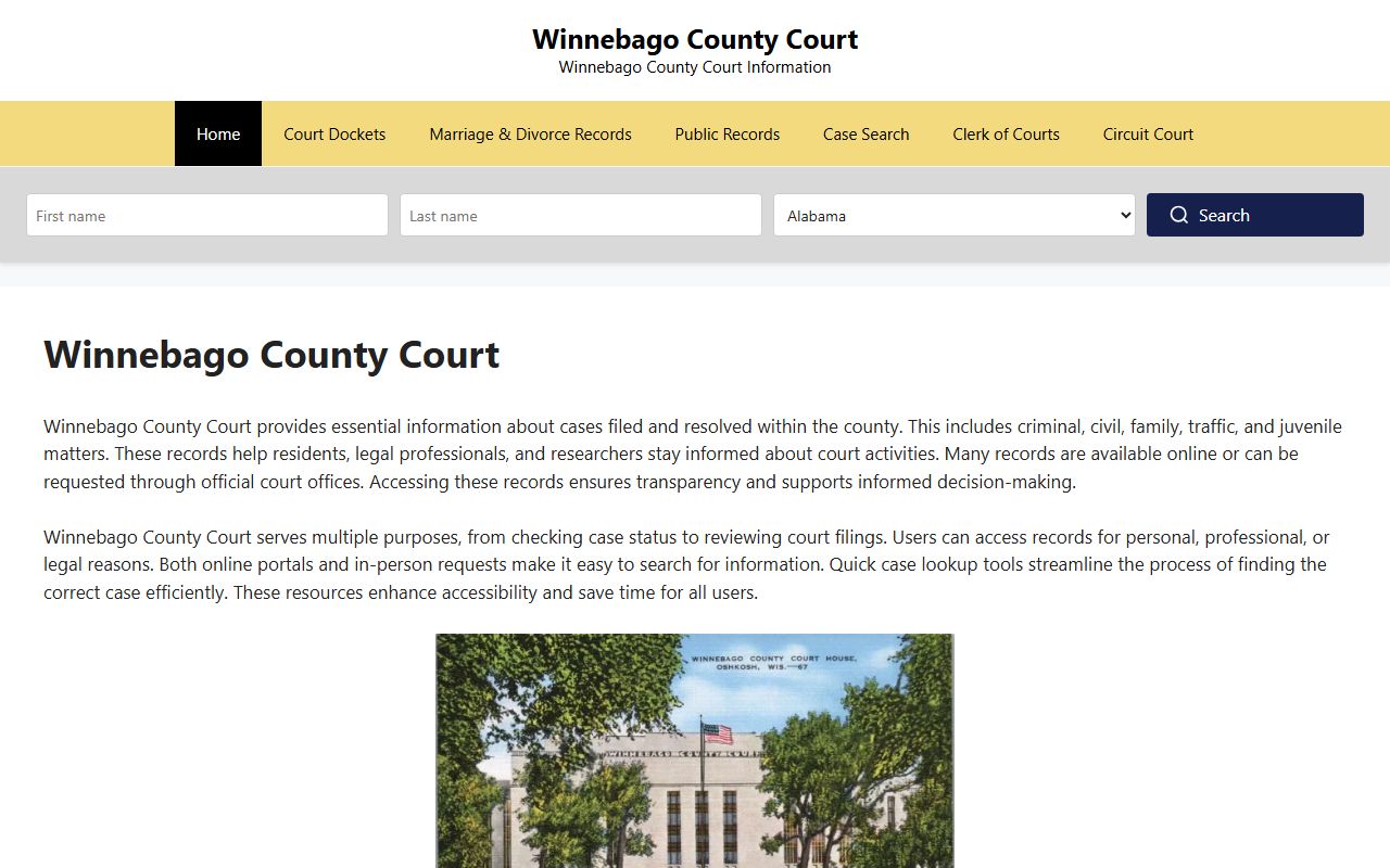 Winnebago County Warrant Records county courts page