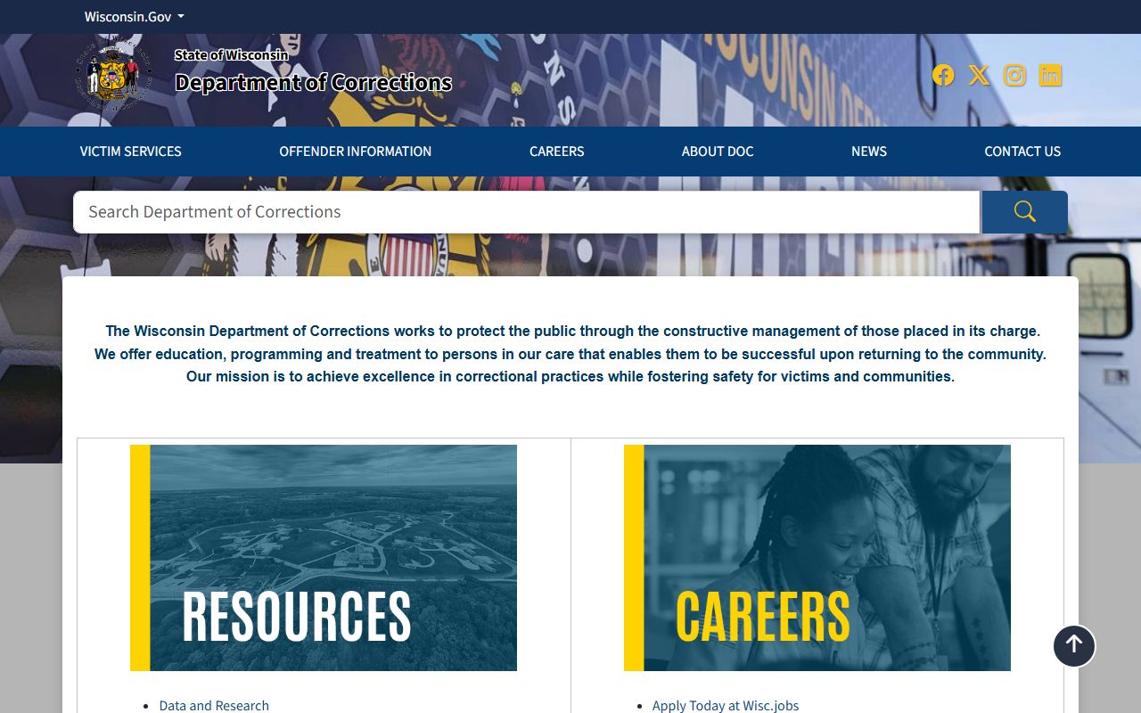 Wisconsin Department of Corrections support for Warrant Records searches