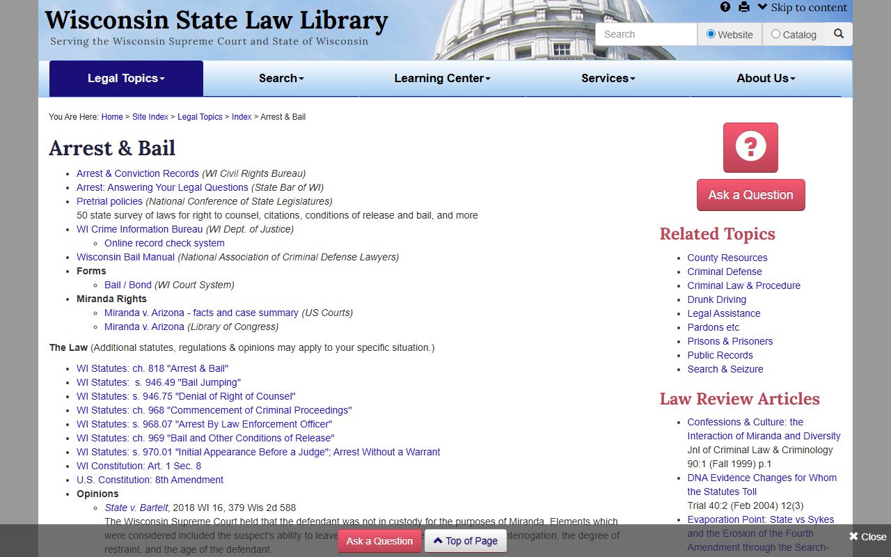 Wisconsin Warrant Records arrest and bail research resources