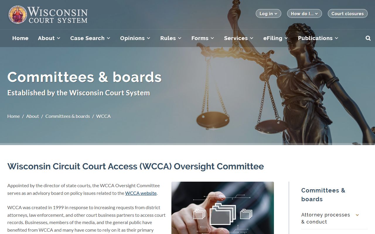 Wisconsin Warrant Records WCCA committee information